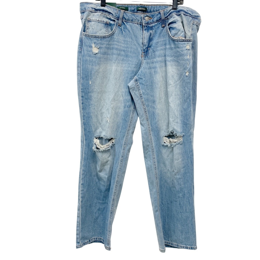 Wild Fable Women's Light Wash Distressed Mid Rise Straight Leg Jeans Size 14
